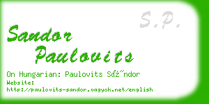 sandor paulovits business card